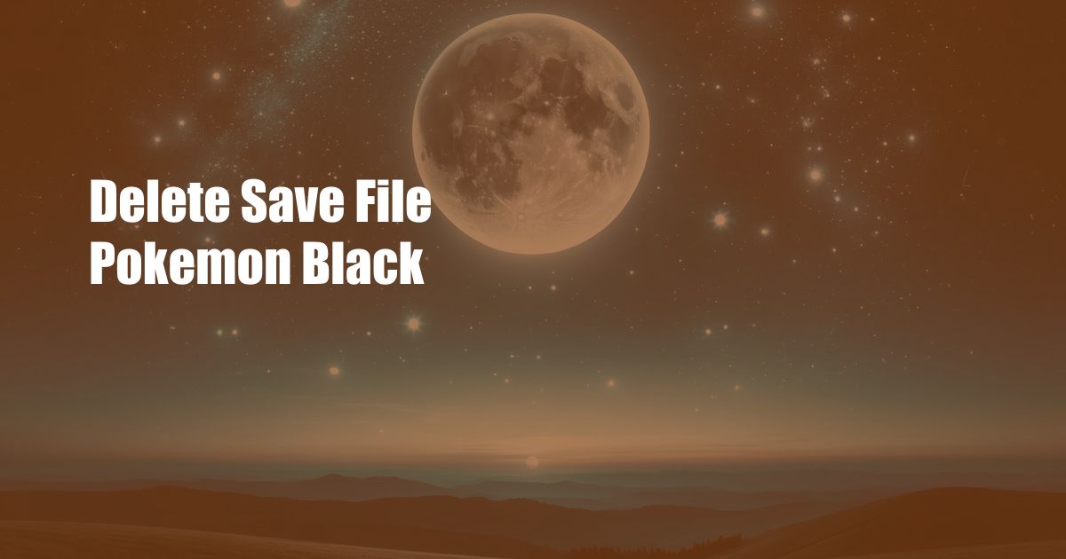 Delete Save File Pokemon Black