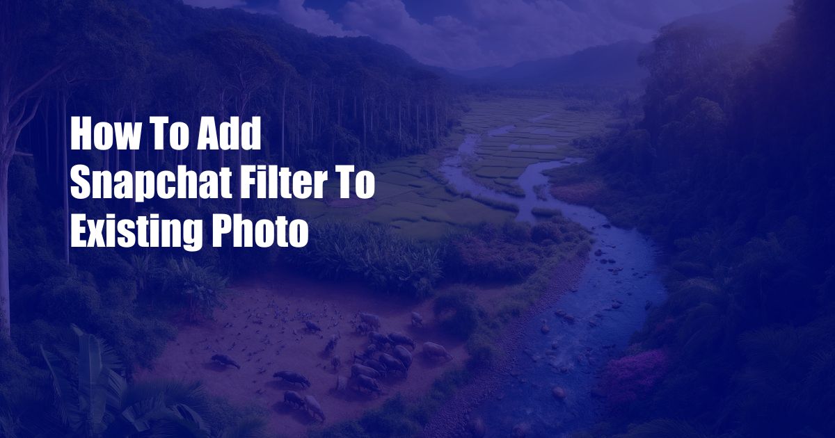 How To Add Snapchat Filter To Existing Photo