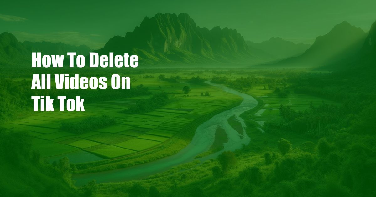 How To Delete All Videos On Tik Tok