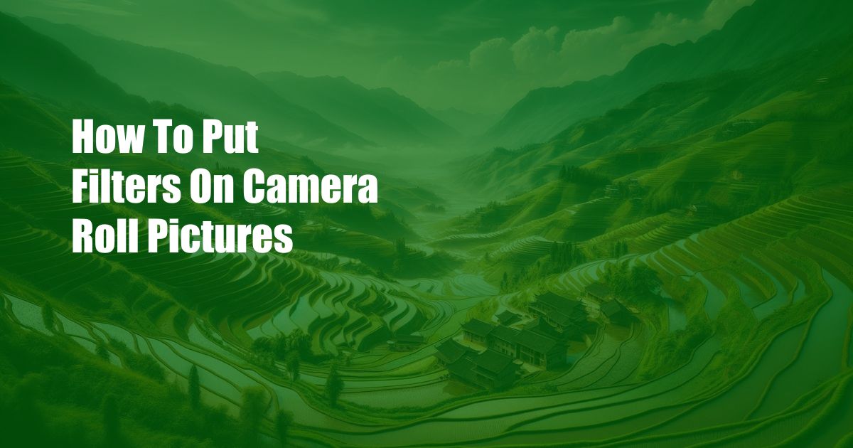 How To Put Filters On Camera Roll Pictures
