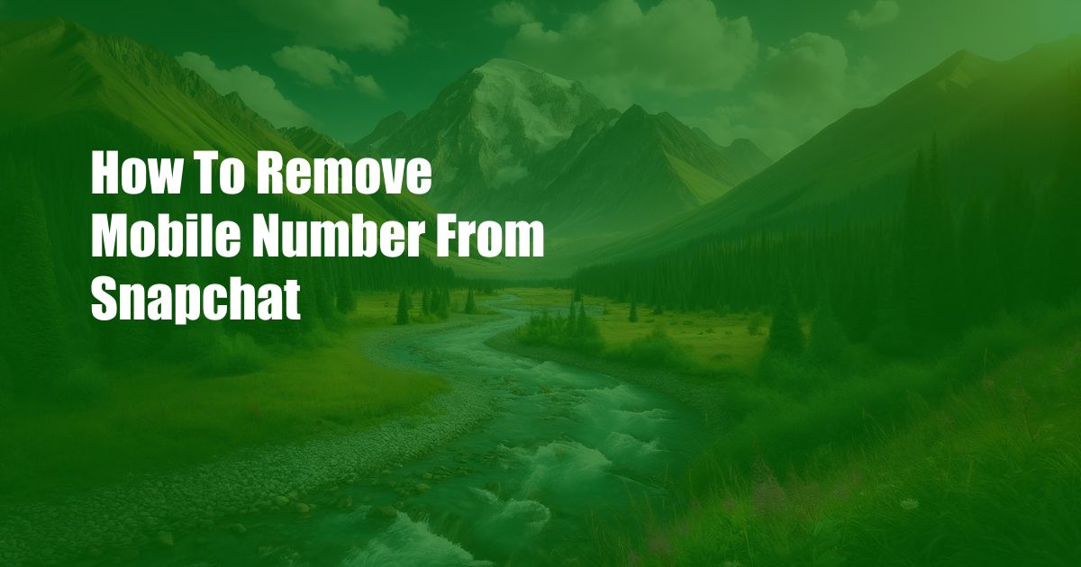 How To Remove Mobile Number From Snapchat