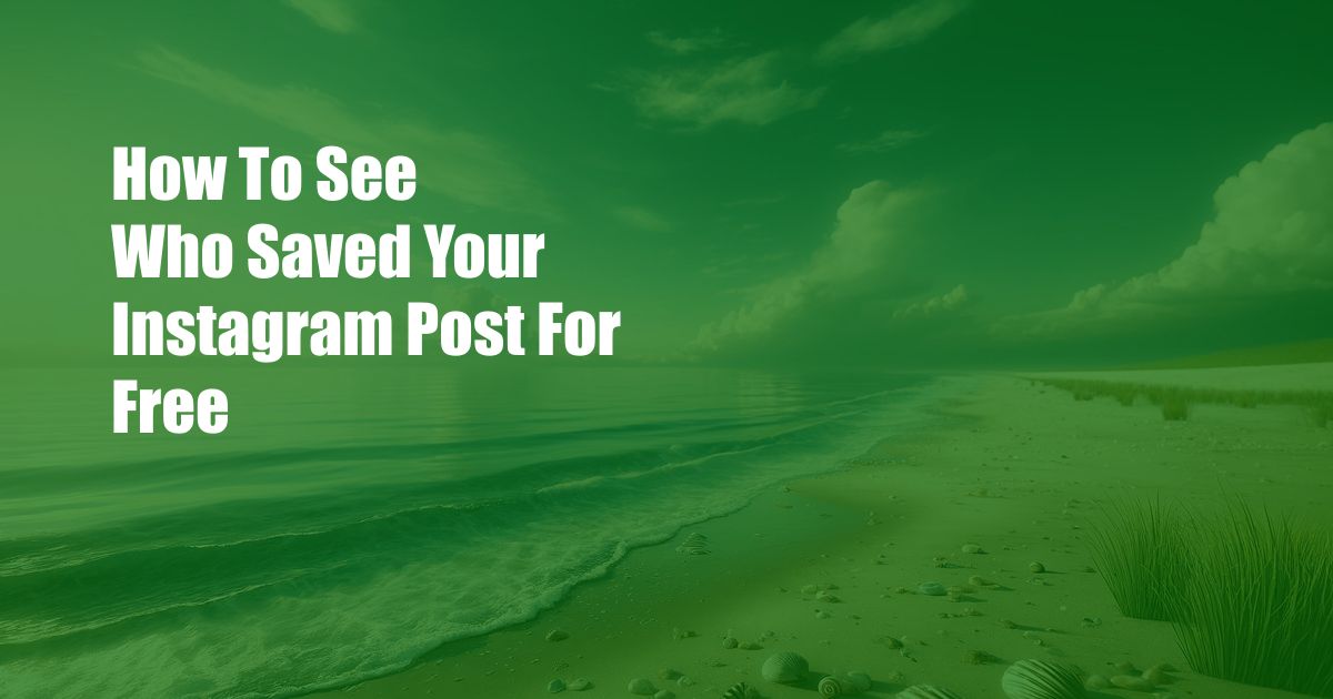 How To See Who Saved Your Instagram Post For Free