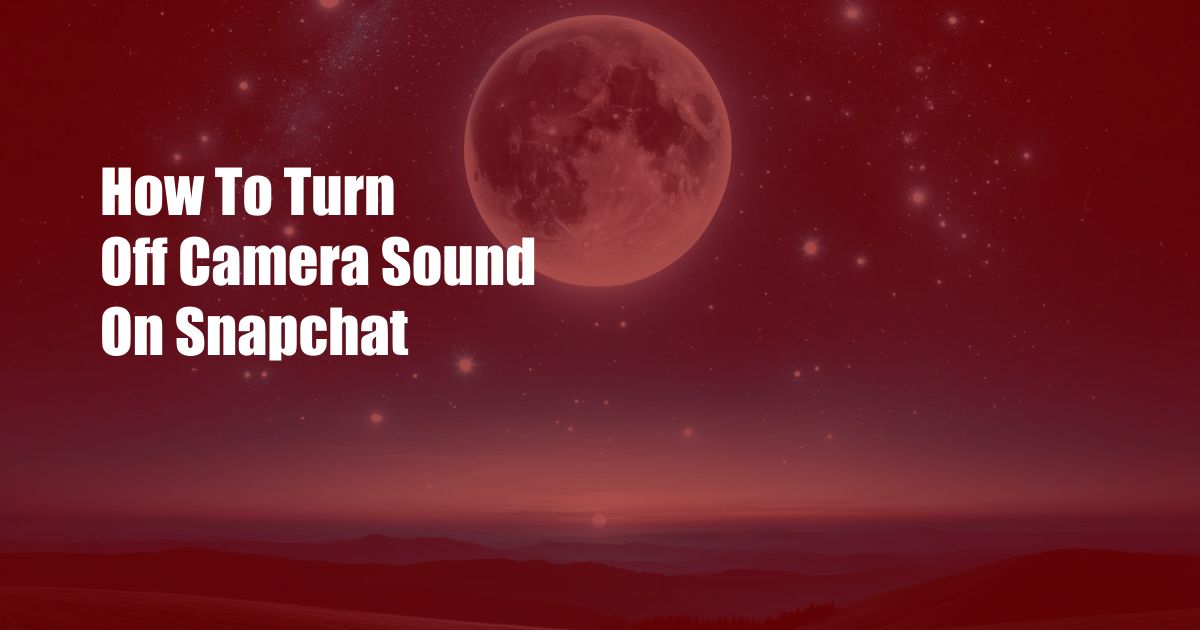 How To Turn Off Camera Sound On Snapchat