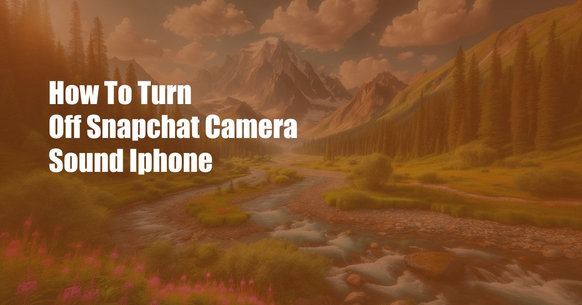 How To Turn Off Snapchat Camera Sound Iphone