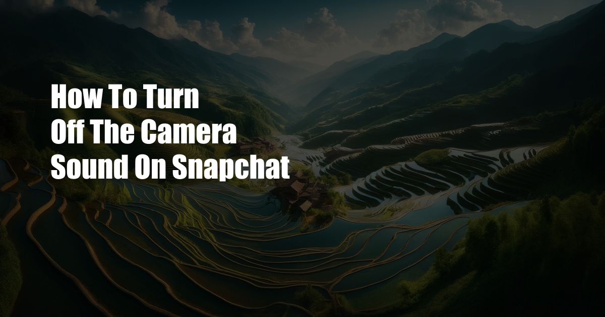 How To Turn Off The Camera Sound On Snapchat