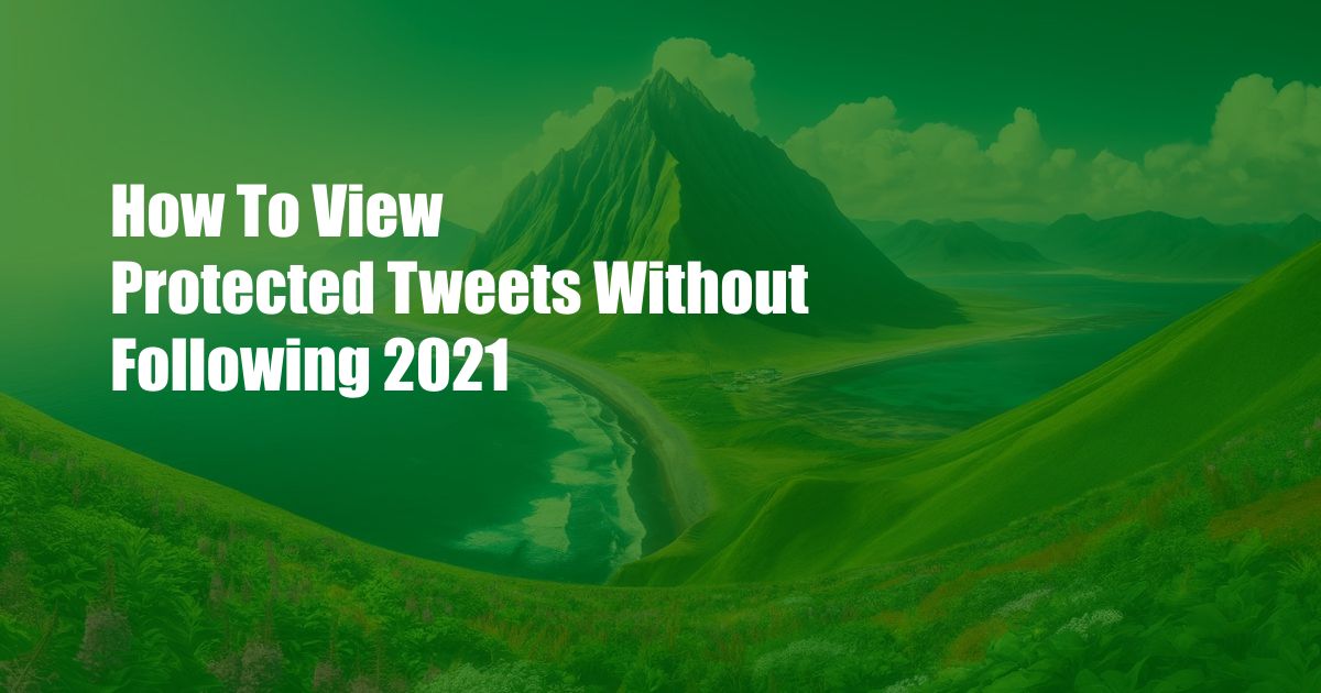 How To View Protected Tweets Without Following 2021
