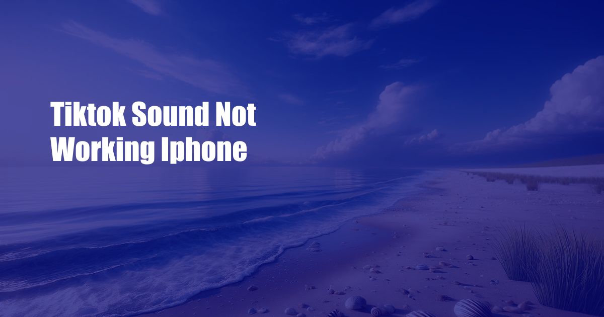 Tiktok Sound Not Working Iphone