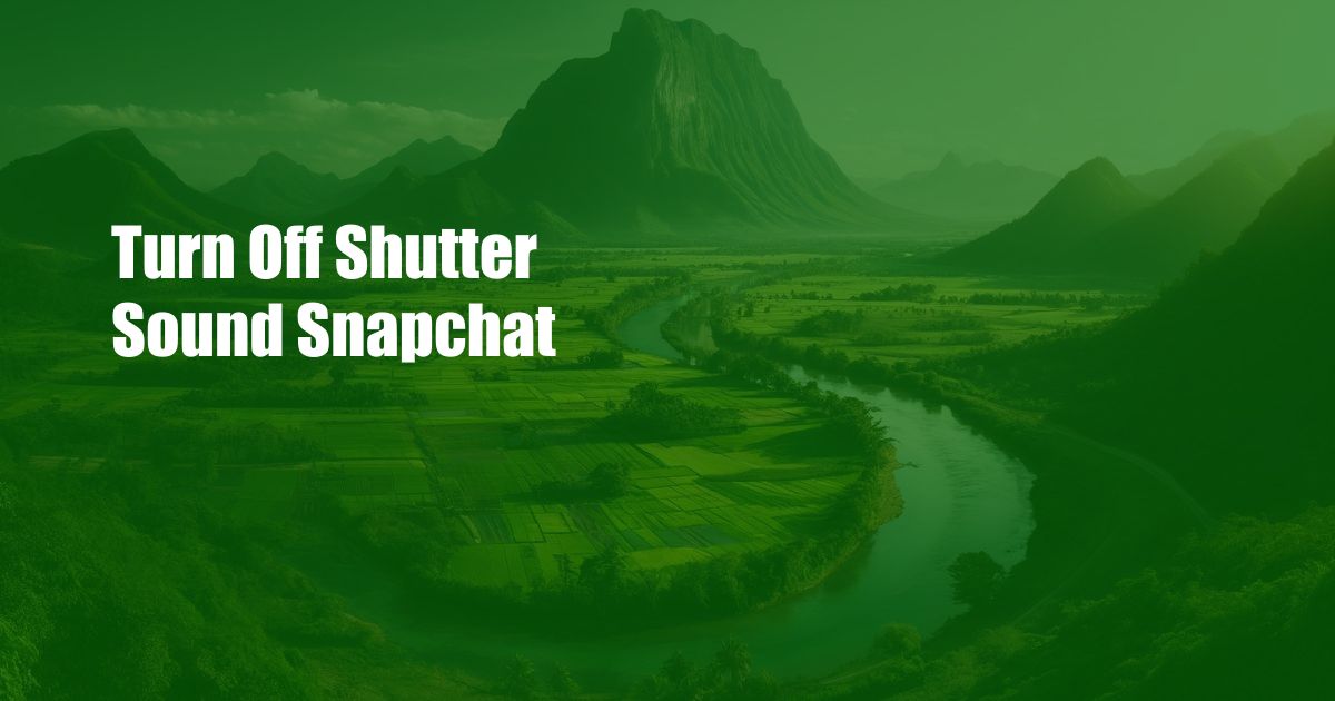 Turn Off Shutter Sound Snapchat