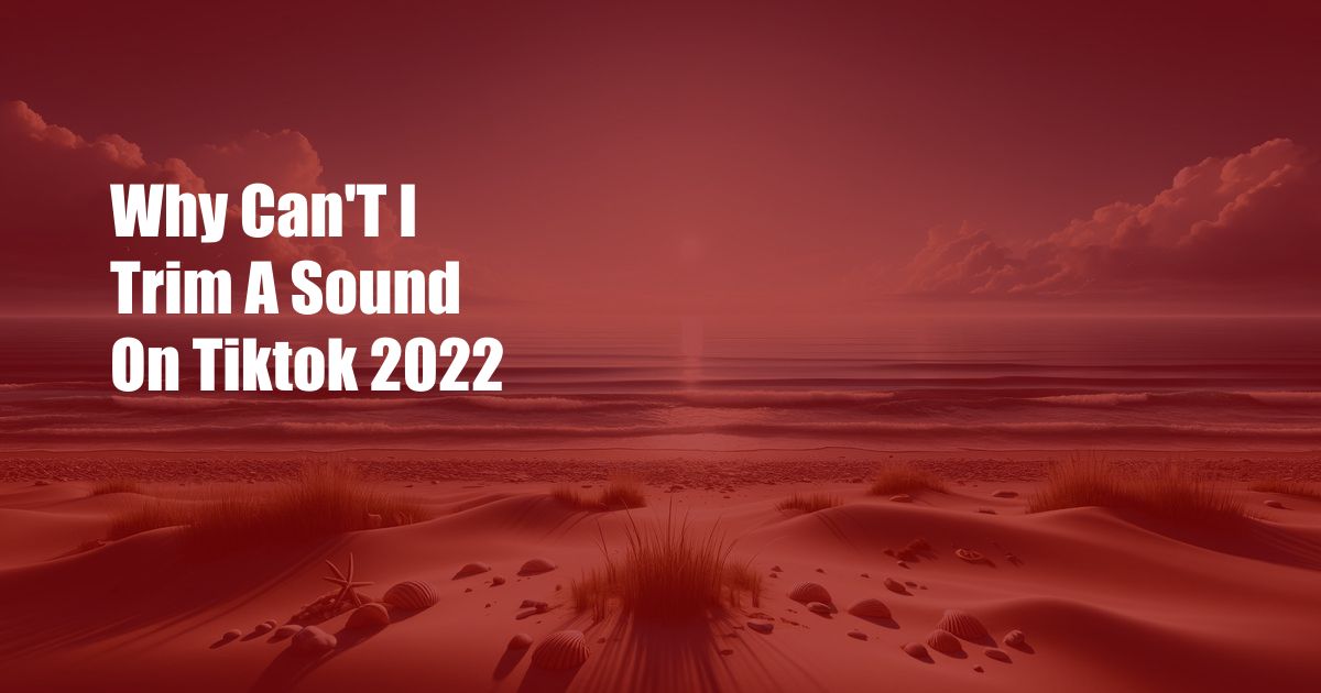 Why Can'T I Trim A Sound On Tiktok 2022