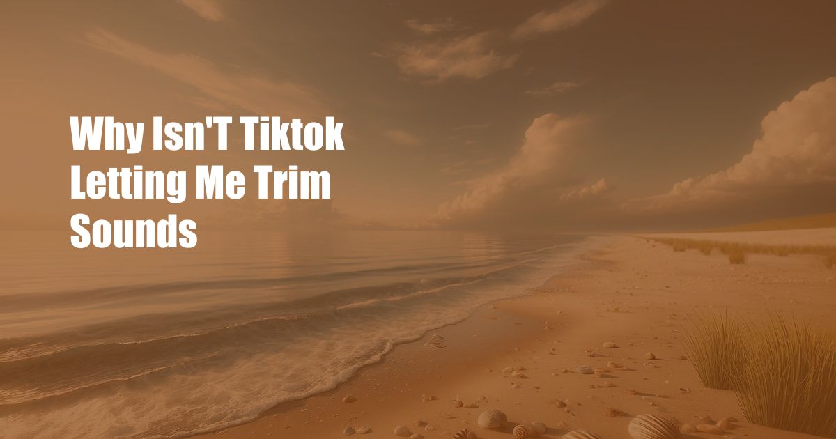 Why Isn’T Tiktok Letting Me Trim Sounds